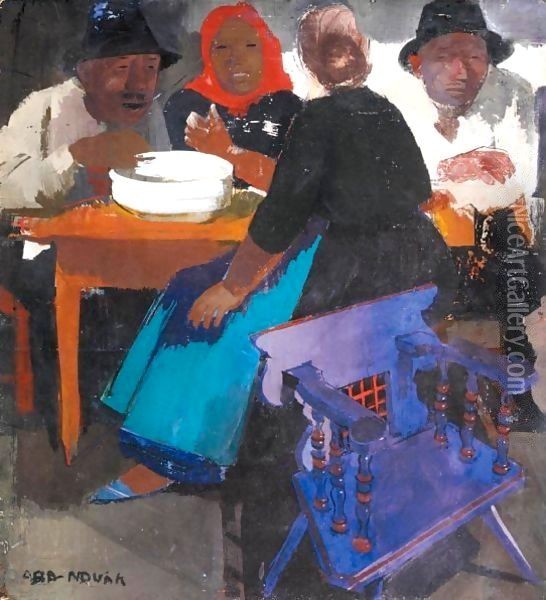 Peasants Oil Painting - Vilmos Aba-Novak