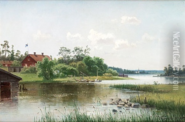 Hus Vid Sjo Oil Painting - Harald (Sten H.) Torsslow