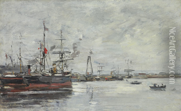 Le Havre. Le Port Oil Painting - Eugene Boudin