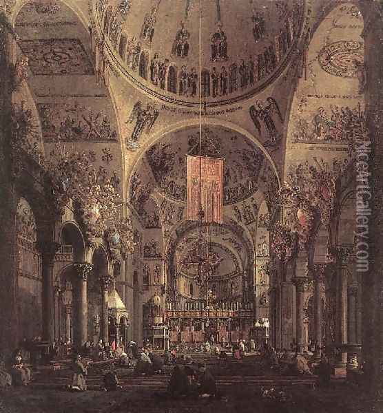 San Marco The Interior Oil Painting - (Giovanni Antonio Canal) Canaletto