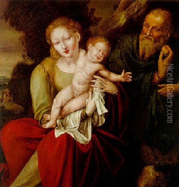 Die Heilige Familie In Einer Landschaft Oil Painting - Jan Massys