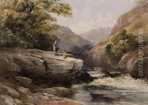 Fishing In A Gorge Oil Painting - Abraham Louis Buvelot