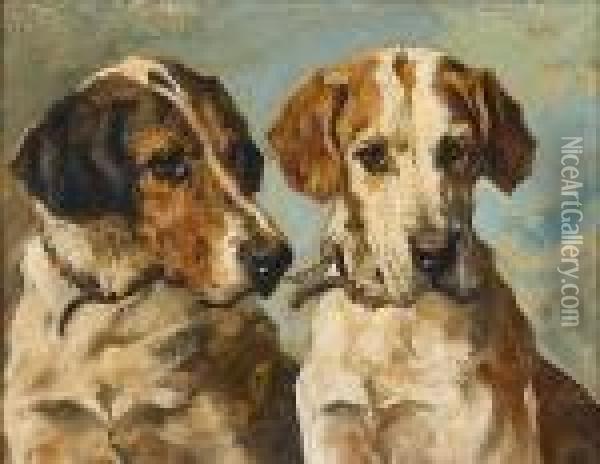Coupled Foxhounds Oil Painting - John Emms