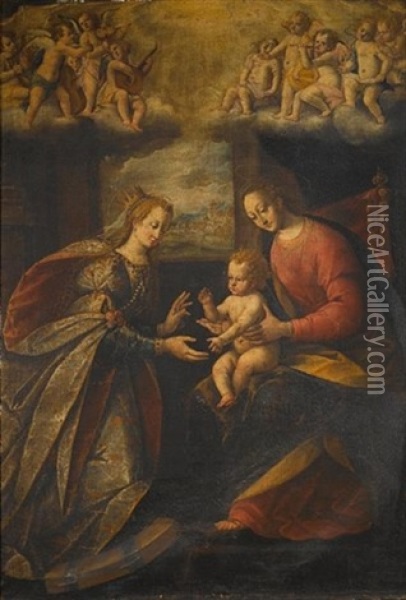The Mystic Marriage Of St. Catherine Oil Painting - Guglielmo Caccia