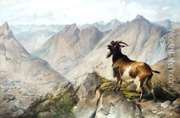 The Scapegoat - And The Goat Shall Bear Upon Him All Their Iniquities Unto A Land Not Inhabited. Leviticus, Xvi. 22 Oil Painting - Thomas Sidney Cooper