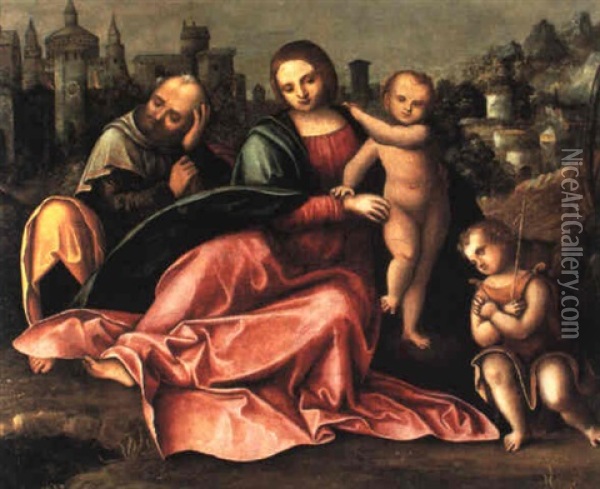 The Holy Family With The Infant Saint John The Baptist Oil Painting - Dosso Dossi