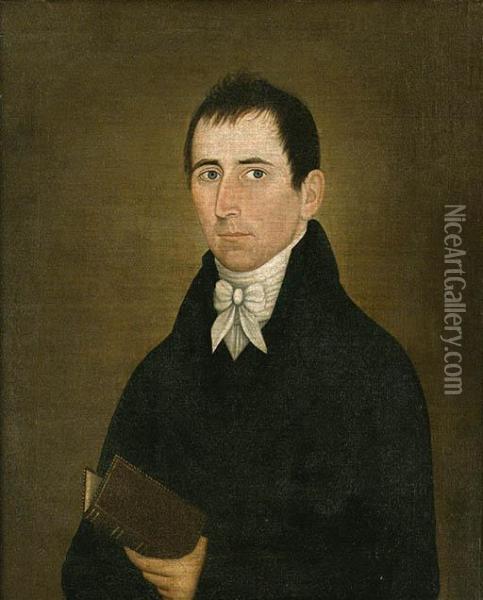 Portrait Of A Young Man Holding A Book, Circa 1825
Oil On Canvas Oil Painting - John, Brewster Jnr.