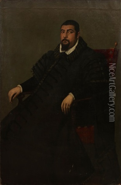 Portratt Av Sittande Herre Oil Painting - Giovanni Battista Moroni