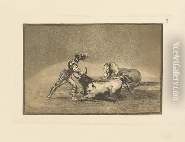 Two Etchings With Aquatint From La Tauromaquia. Oil Painting - Francisco De Goya y Lucientes