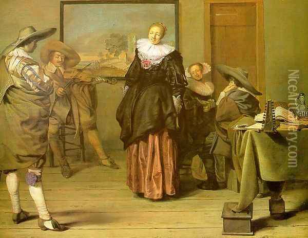 The Dancing Lesson 1627 Oil Painting - Pieter Codde