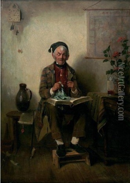 La Lecture Oil Painting - Johann Ferdinand Julius Hintze