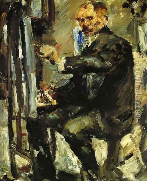 Self Portrait at the Easel I Oil Painting - Lovis (Franz Heinrich Louis) Corinth