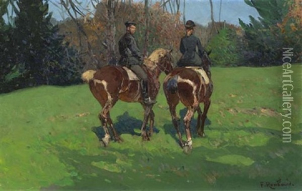 Reiterpaar Oil Painting - Francois Felix Roubaud the Elder