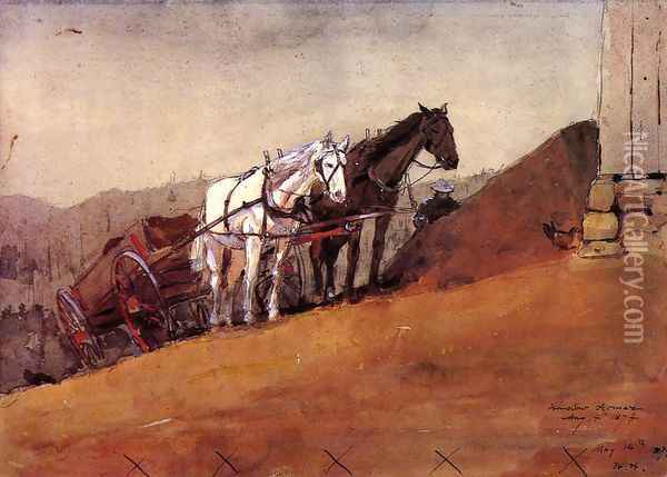 Hilltop Barn Oil Painting - Winslow Homer