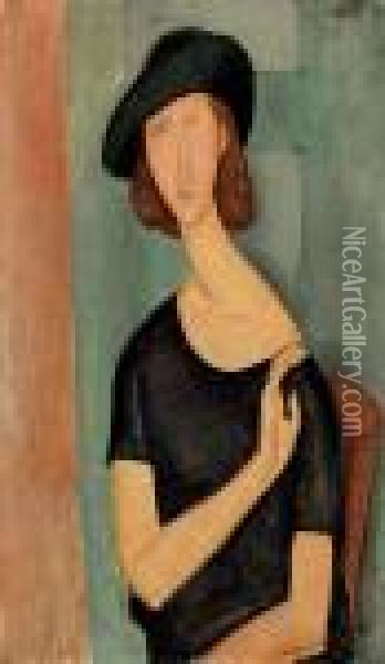 Jeanne Hebuterne (au Chapeau) Oil Painting - Amedeo Modigliani