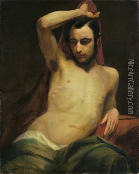 Mannlicher Halbakt Oil Painting - Anselm Friedrich Feuerbach