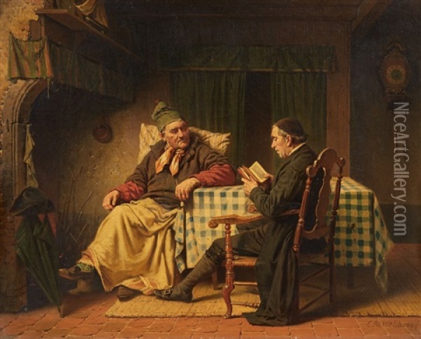 The Pastor's Visit Oil Painting - Charles Meer Webb