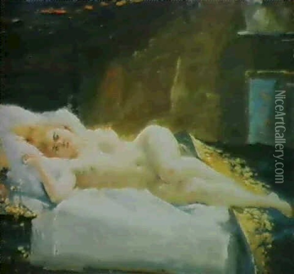 Liggande Modell Oil Painting - Paul Emile Chabas
