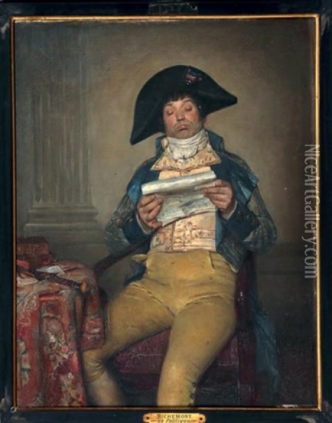Homme Au Journal Oil Painting - Alfred de Richemont