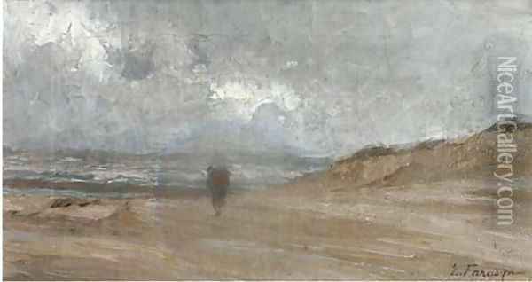 Walking on the beach Oil Painting - Edgard Farasyn