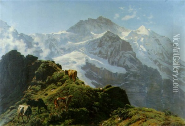 La Jungfrau Oil Painting - Albert Lugardon