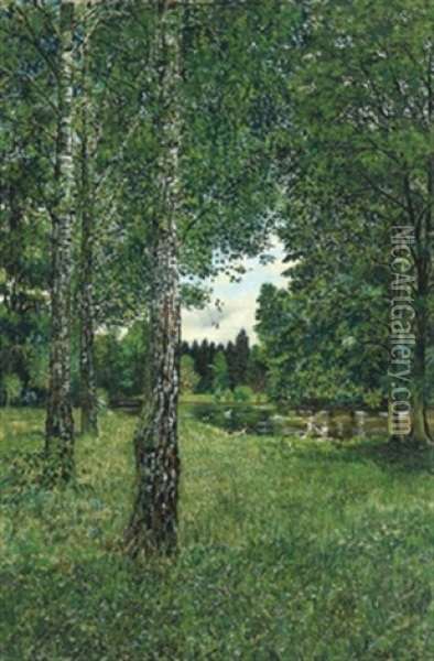 Teich Mit Schwanen Oil Painting - Wilhelm Hans Braun
