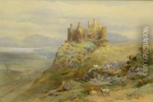 Ruins Of Harlech Castle Oil Painting - William Arnee Frank