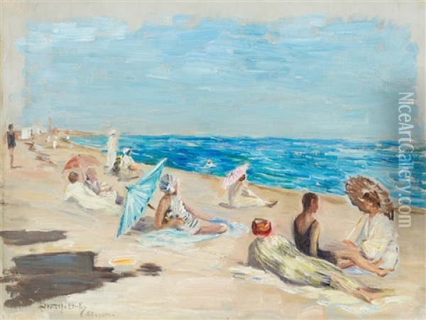 Bathers In Skagen Oil Painting - Ingeborg Westfelt-Eggertz