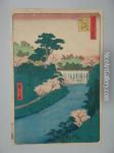 Le Barrage De La Riviere Otonashi A Oji Oil Painting - Utagawa or Ando Hiroshige