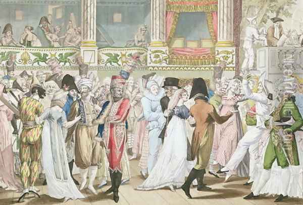 Costume Ball at the Opera (after 1800) Oil Painting - Jean Francois Bosio
