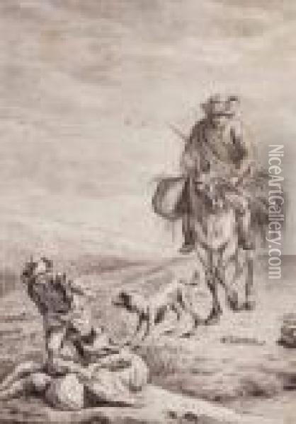 Szenen Mit Reiter Und Ruhendem Oil Painting - Nicolaes Berchem