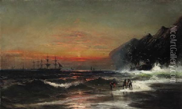 Dragging The Nets Oil Painting - James Hamilton