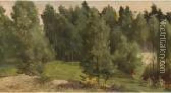 A Wooded Landscape Oil Painting - Sir Edward John Poynter