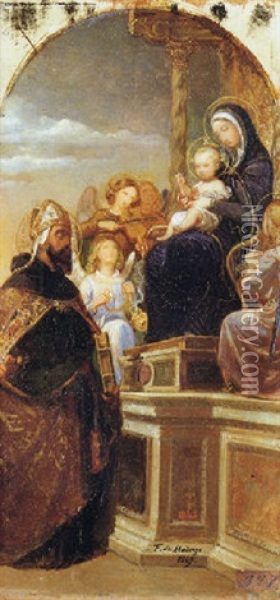 La Virgen Con El Nino Y San Agustin Oil Painting - Federico De Madrazo De Ochoa