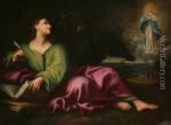 San Giovanni Sull'isola Di Patmos Oil Painting - Domenico Piola