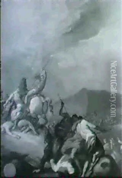 Reiterschlacht In Gebirgslanschaft Oil Painting - Franz Joseph Spiegler