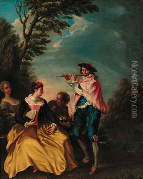 Scene Galante Oil Painting - Nicolas Lancret