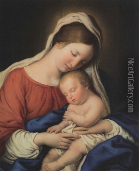 La Vierge A L'enfant Oil Painting - Giovanni Battista Salvi (Il Sassoferrato)