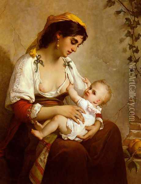 La Jeune Mere (The Young Mother) Oil Painting - Jules Salles-Wagner