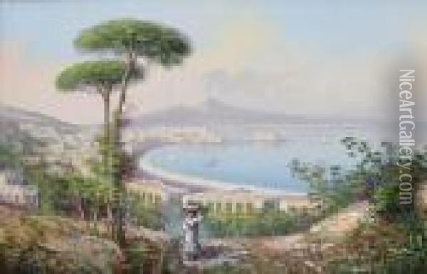 View Of The Bay Of Naples, With Vesuvius Beyond Oil Painting - Gianni