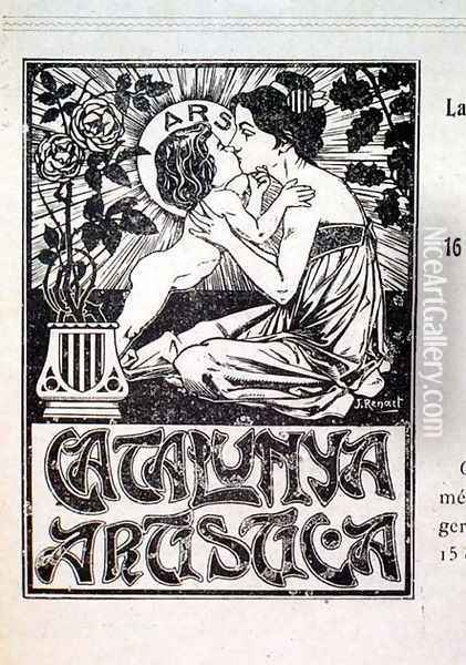 Catalunya Artistica, book cover designed by Joaquim Renart b.1879 pub. in Barcelona, 1904 Oil Painting - Joaquim Renart
