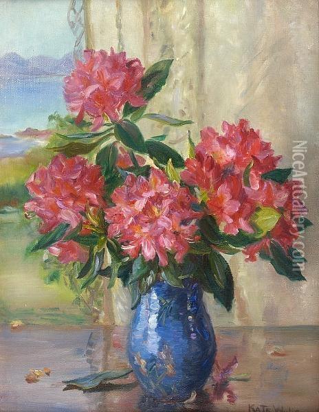 Still Life And Coastline Oil Painting - Kate Wylie