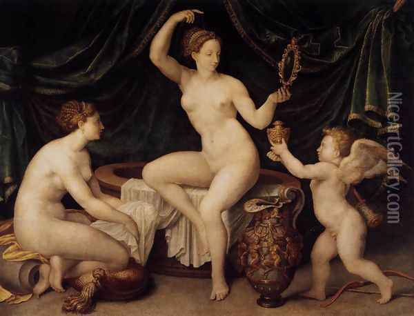 Venus at Her Toilet c. 1550 Oil Painting - Anonymous Artist