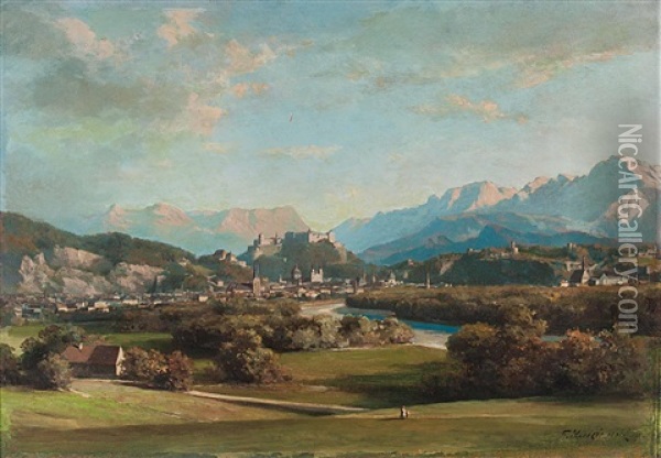 Panoramablick Von Maria Plain Auf Salzburg Oil Painting - Franz Kulstrunk