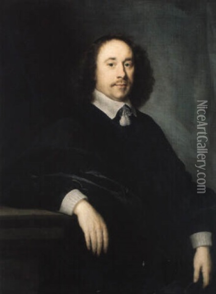 Portrait De Gentilhomme Oil Painting - Cornelis Jonson Van Ceulen