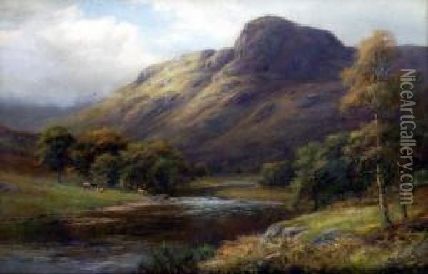 Raven Crag And River St John, Cumberland Oil Painting - William Lakin Turner