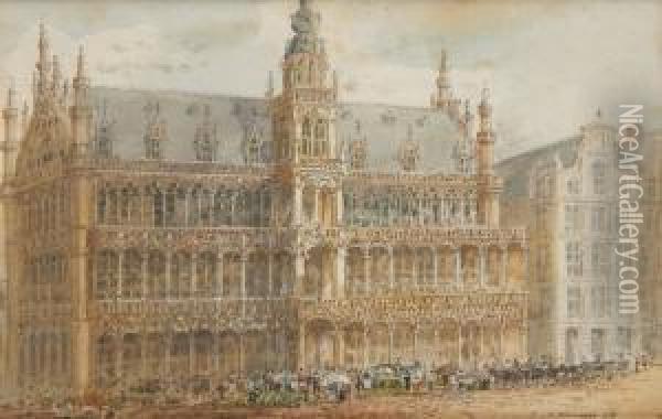 Marche Sur La Grand Place De Bruxelles Oil Painting - Cornelis Springer