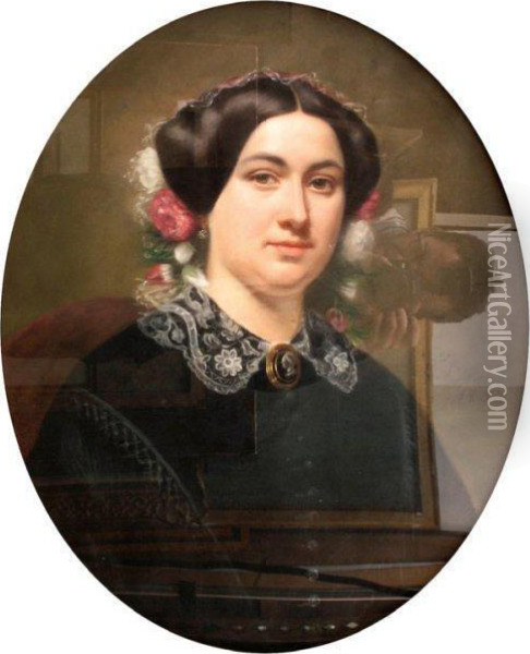 Portrait D'eugenie Caroline Ferte, Nee Carpentier Oil Painting - Leonie, Nee Blondel Desouches