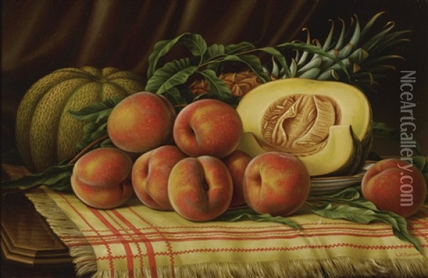 Melons, Peaches And Pineapple Oil Painting - Levi Wells Prentice