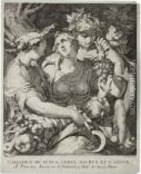 L'alliance De Venus, Ceres Et L'amour Oil Painting - Abraham Bloemaert
